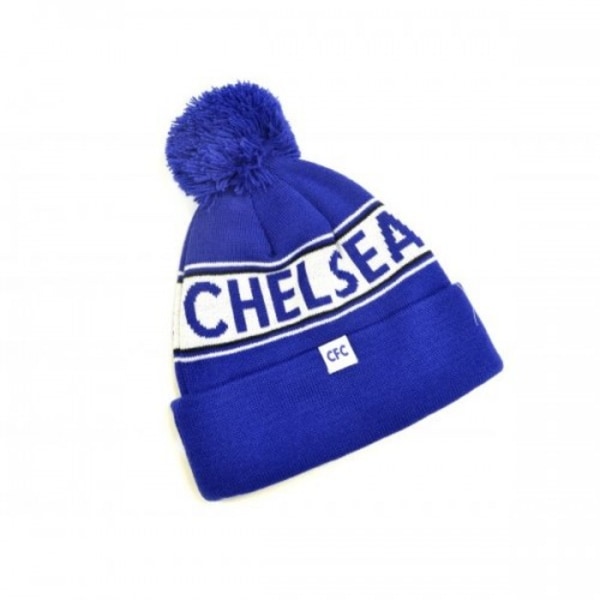 Chelsea FC Unisex Neulottu Bobble Cap aikuisille One Size Sininen/Valkoinen Sininen/Whit Blue/White One Size