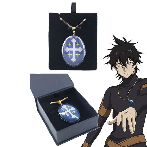 Anime Black Clover Yuno Halsband Cosplay Blå Magisk Hänge Smycken Kostym Tillbehör Prop Fans Present