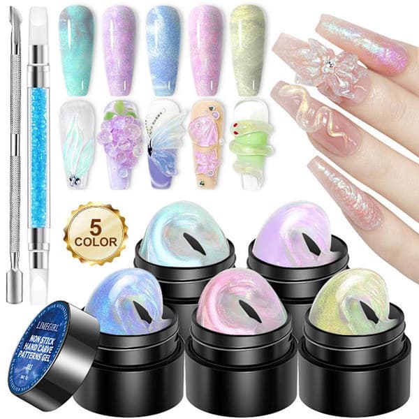 Solid Sculpture Builder Gel - Multifunctional Clear Nail Extension Gel for Sculpting Patterns Nail Art Decoration 15ml