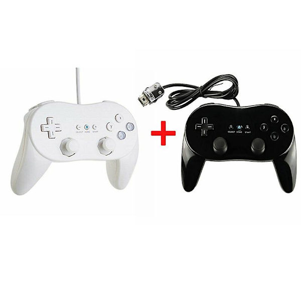 Klassisk spelkontrollplatta Konsol Joypad för Nintendo Wii Andra generationens klassiska trådbundna white and black