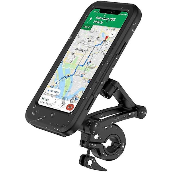 Vattentät cykeltelefonhållare Motorcykeltelefonhållare Handtagsväska med pekskärm 360 graders rotation Justerbar motorcykel