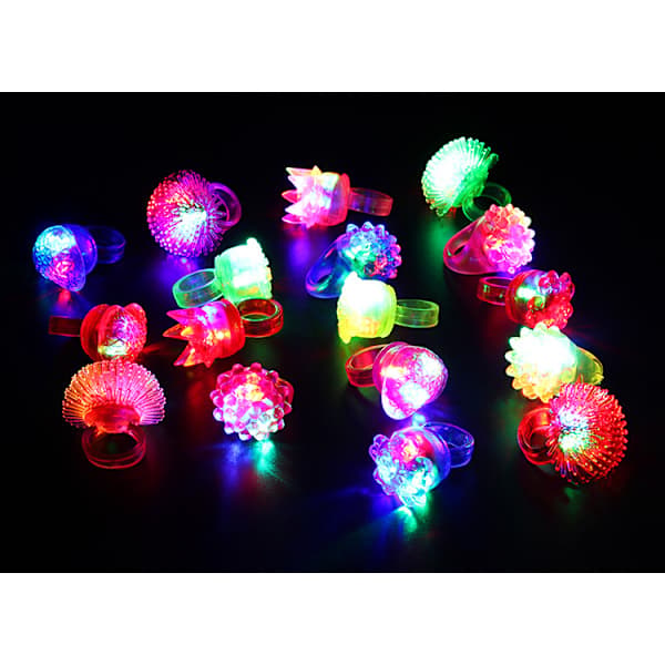 24-pak LED-diamantringe, der lyser op, blinkende LED-ringe (tilfældig stil)