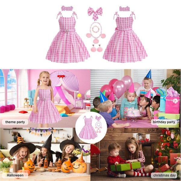 2023 Barbie Pinkki Prinsessa Mekko Tyttöjen Lapset Robbie Cosplay Karnevaaliasu 140(130-140CM)