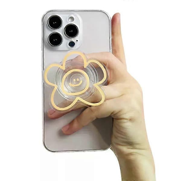 Original design uttryck blomma mobiltelefonhållare Populärt Socket-grepp Vikbart lat stativ Enkel stil gul