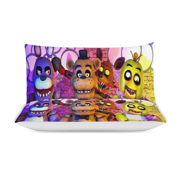 v1185 Five Nightat Freddy Täcke Set Tjockt Mjukt 3-delars Sängklädesset Året Runt Täcke med 2 Örngott för Vuxna Kvinnor Flickor Tonåringar Hemrum 135x200cm 53x78in