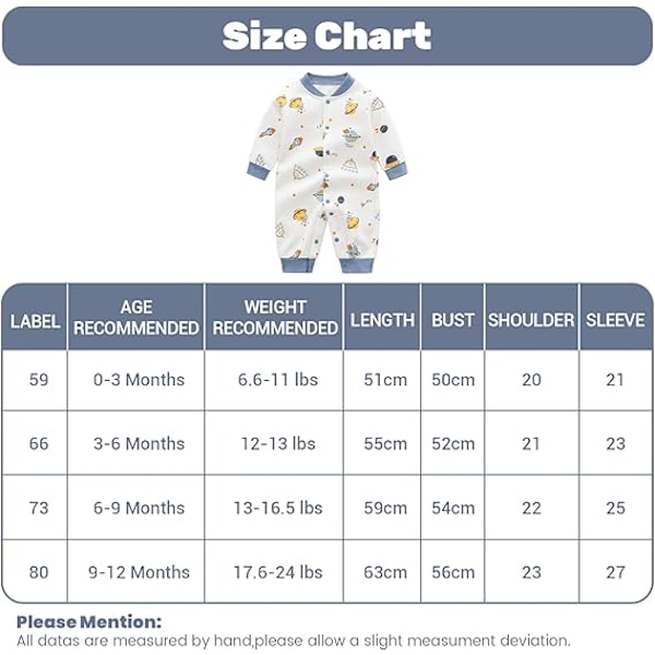 Nyfödda Pyjamas Bebisar Bomull Romper Flickor Pojkar Rompers Sleepsuit Cartoon Outfits 73 White