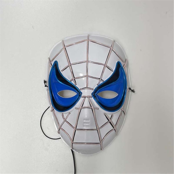 Halloweenfestrekvisita Light Up Spiderman Mask Pojkar Barn Vuxna Finklänning Superhjälte Cosplay Tillbehör White