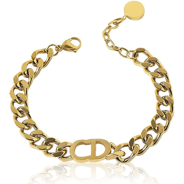 18k Guldbelagt Mode Rustfrit Stål Armbånd - Brev Cd Armbånd - Punk Style Hip