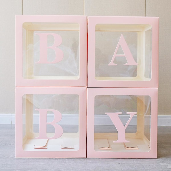 4 stk/sæt Baby bogstaver ballonæsker til baby fødselsdagsfest bryllupsforslag dekoration Pink