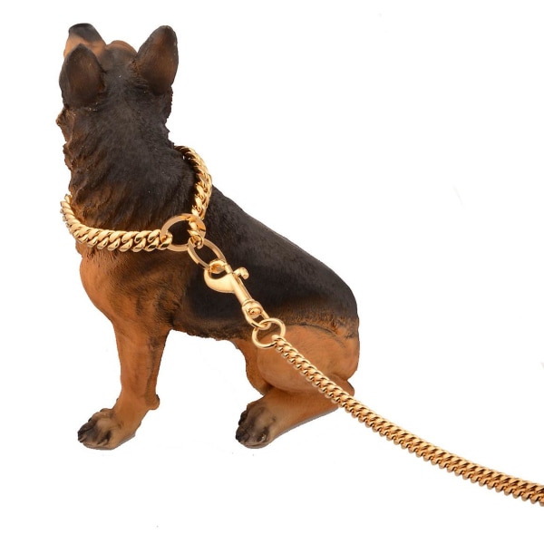 Heavy Duty Dog Leas Metal Hunde Leash Hundekæde med polstret håndtag GOLD 123cm