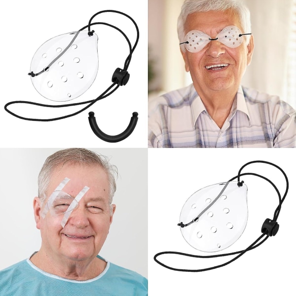 2 stk øyeplaster, 9 hull beskyttende øyeskjold med justerbar stropp, øyemaske for postoperativ restitusjon 1Pair Clear