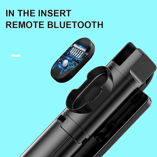 LEMONDA P20 ABS Rustfrit Stål Teleskopisk Stang Bluetooth Fjernbetjening Tripod Selfie Stick - Sort