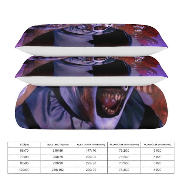x303 Terrifier 3-delt sengesett Varmt og komfortabelt mykt dynetrekk sengesett med 1 dynetrekk og 2 putetrekk for soverom b303 200x200cm 78x78in