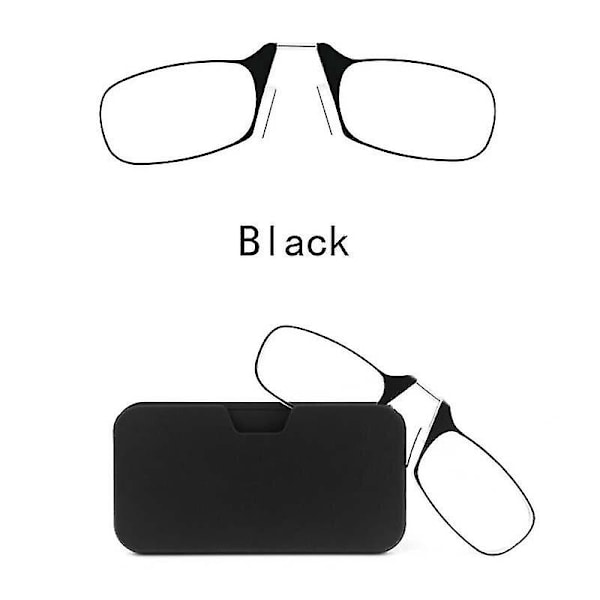 Benløse klemmenæse læsebriller til både mænd og kvinder, bærbar klæbende telefon til at sende ultratynde brilleetui Black 200
