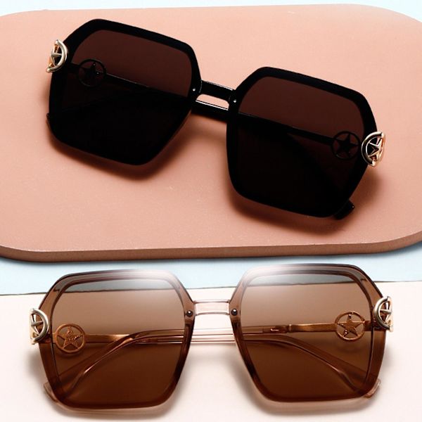 Muodin retro aurinkolasit UV-suojalla Ultralight Polygonal Frame Shades miehille ja naisille ajamiseen pyöräilyyn Tea Frame
