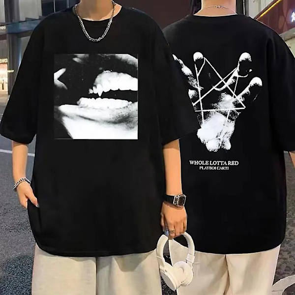Rapper Playboi Carti Narcissist Print T-skjorte Menn Kvinner Oversized Bomull T-skjorte Korte Ermer Tee Mote T-skjorter Klær Topper XL