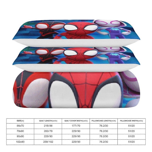 v248 Spider-Man 3-delat Bäddset för Enkelsäng - Inkluderar 1 Enkelt Täcke och 2 Örngott - Färgbeständig Mikrofiber - Spider io248 135x200cm 53x78in