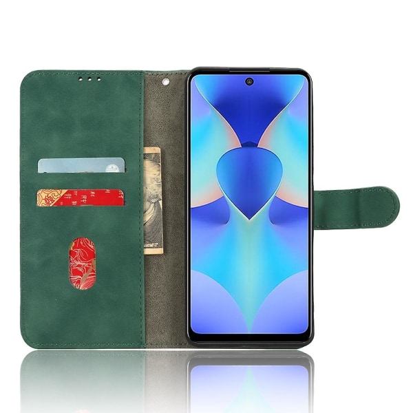 Skin-touch läder folio fodral plånbok stativ magnetiskt skyddande telefonfodral för Tecno Spark 10 Pro Green Transsion Tecno Spark 10 Pro