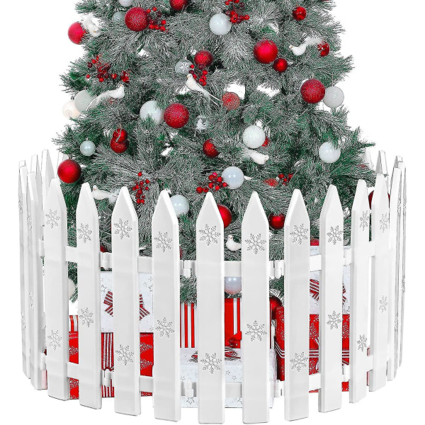 15 styks tykt hvidt plasthegn Juletræshegn Mini hegnsdekoration til julebryllupsfest Havehjem, 12 tommer