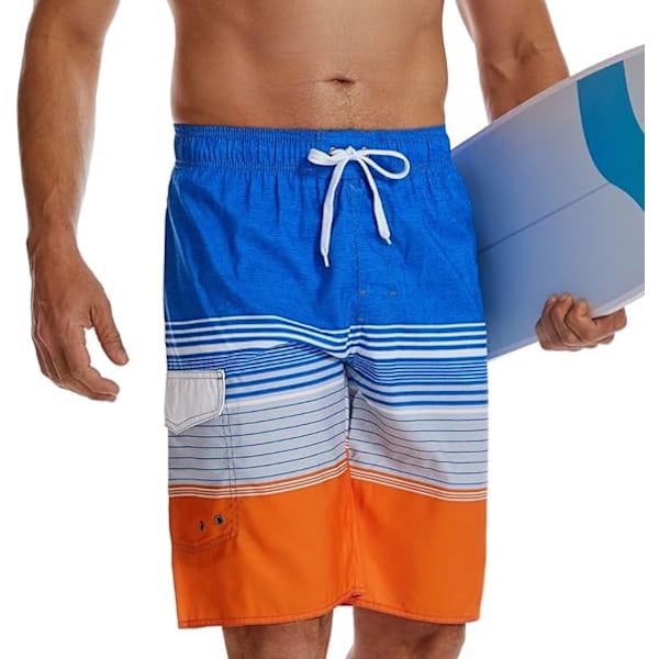 Men's Swimming Trunks Men's Swimming Shorts Quick-Drying surf Shorts Beach Shorts Striped Pants Gradient Waterproof Pants Summer M Orange