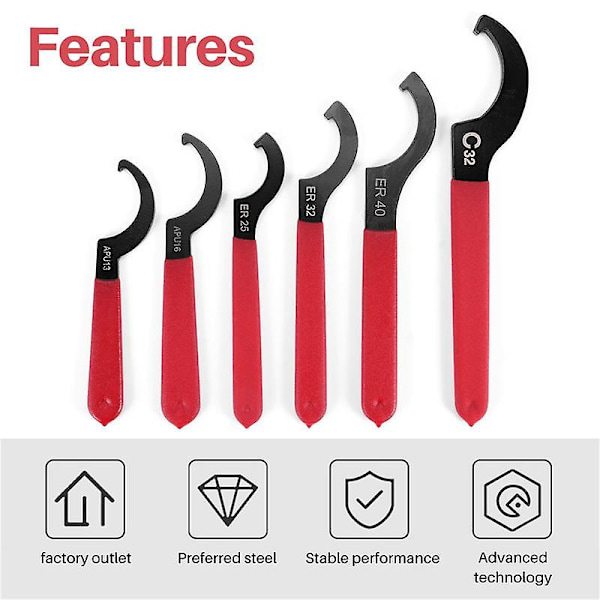 6-osainen kiintoavainsarja, säädettävä Coilover-avain, avaimet, Coilover-avain, teräsavain Red  Black