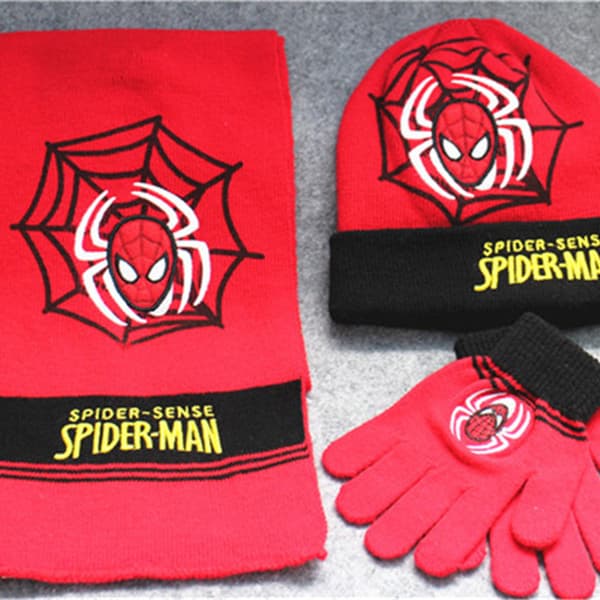 Barn Gutter Jenter Spider-Man Vinter Varm Lue Skjerf Hansker Sett