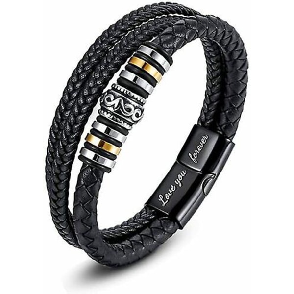 Dubbel rad armband Punk smycken läderarmband presenter till son barnbarn make Husband