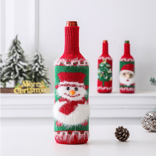 Jultröja Vinflaska Festlig Vibrerande Färg 3D Söt julfestdekorationer Vinflasktröja för samling 1