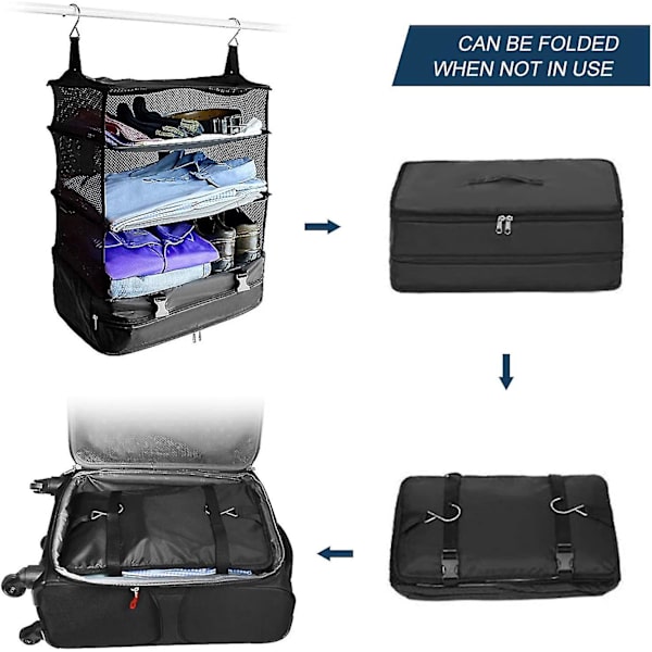 Utendørs Camping Bærbar Foldbar Oppbevaringspose Hengepose Camping Mesh Oppbevaringspakke Mesh Bag Camping Tilbehør Multiverktøy (Svart)(1stk