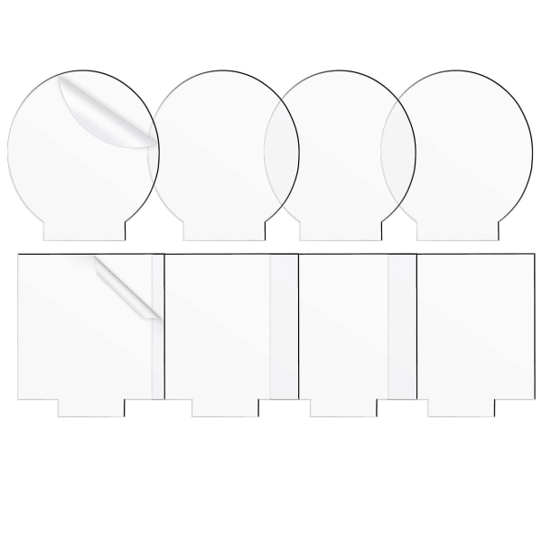 8 stycken akrylplåtar för ledljusbas, 2 mm rund fyrkantig genomskinlig plastakrylskiva, plexiglasskivor med skyddsfilm för skylt