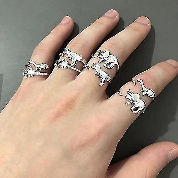 4 stk. Dinosaur Rings Cute Tyrannosaurus