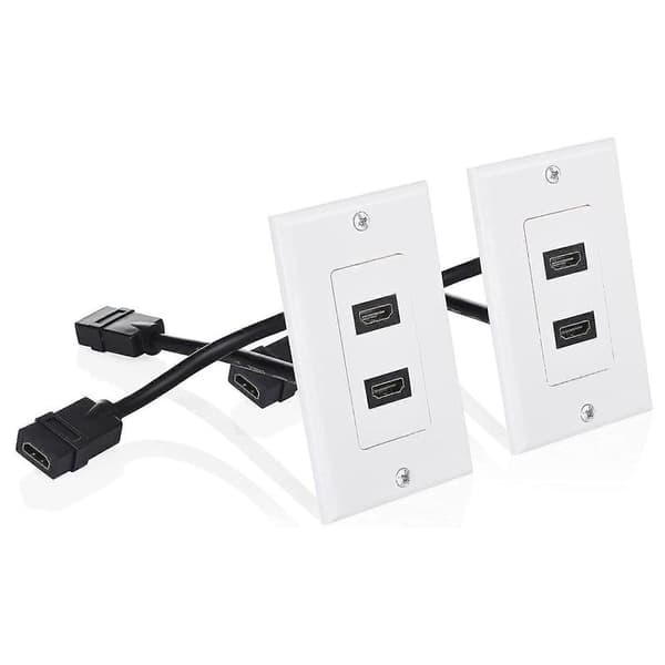 2-pack 2-portars -kompatibel väggplatta i vitt (4K UHD, ARC och Ethernet Pass-Thru-stöd)