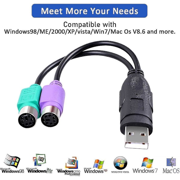 Ps/2 till Usb Adapter Konverter för Ps2 Tangentbord Mus