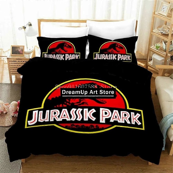 a3865 Sängkläder Mode Röd Jurassic Park Sängklädesset Pojkar Flickor Påslakan Örngott Säng Vuxen Sovrum 3-delars Sängklädesset (1 Påslakan + 2 Ö 220x240cm 94x102in