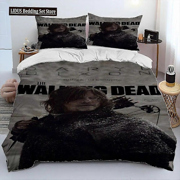 v912 Lakanat Kauhu TV The Walking Dead Lincoln Peitto Setti, Pussilakanasetti Peittopäällinen Tyynyliina, King Queen -kokoinen Sänkysetti 3-osainen 200x200cm 78x78in