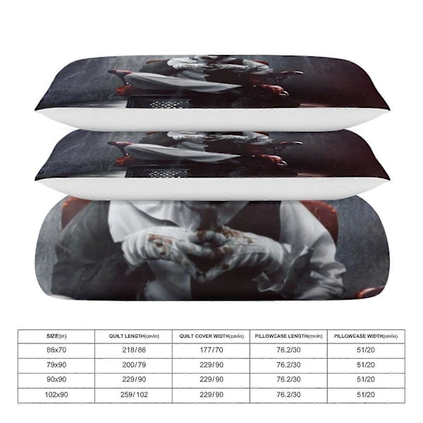 x438 Terrifier 3-delt sengesett Varmt og komfortabelt mykt dynetrekk sengesett med 1 dynetrekk og 2 putetrekk for soverom b438 135x200cm 53x78in
