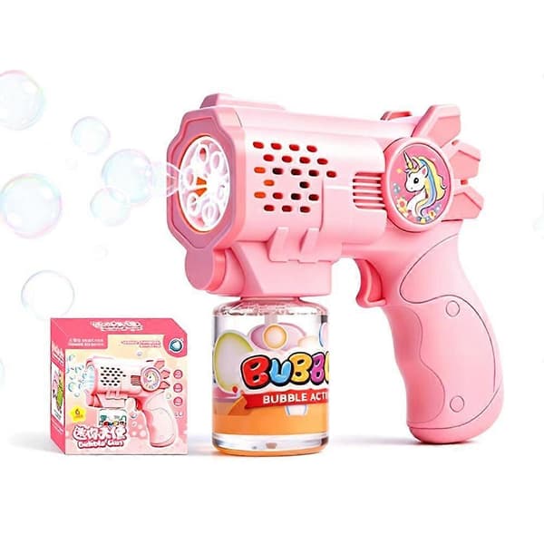 Elektrisk Boblepistol - Automatisk Boblemaskine med Lys til Børn Pink 1pcs