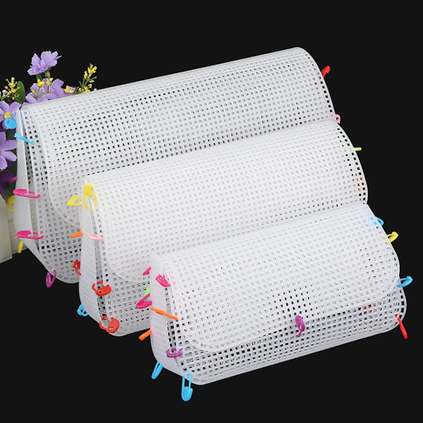 3 stk./sæt broderi mesh ark DIY praktisk plastik håndværk pung mesh strikkeark til hjemmet Mengxi White