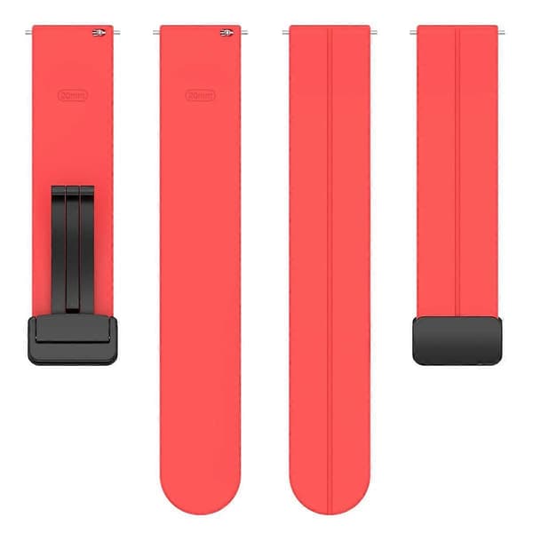 xDfind Flat Head Groove Folding Black Buckle Silikon Klockarmband Red 20mm