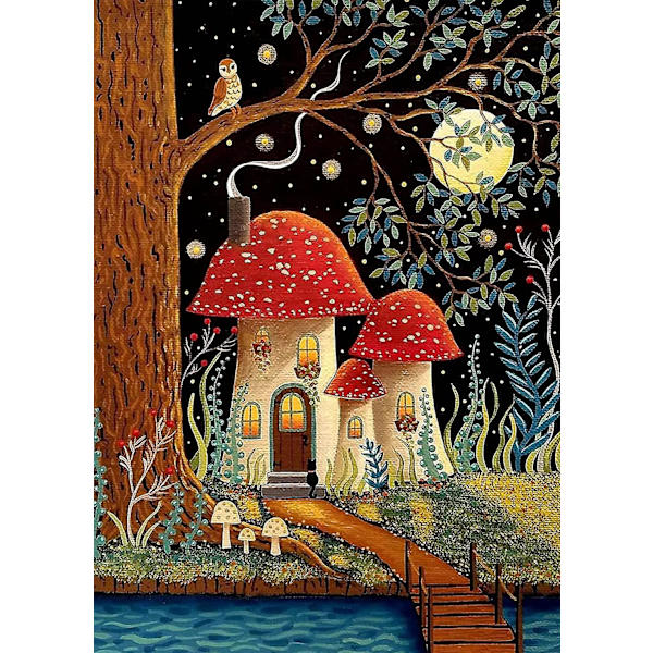 Mushroom Diamond Art Maleri Kits til Voksne, 5d Runde Fuld Bor Diamond Dots Malerier til Begyndere Mushroom