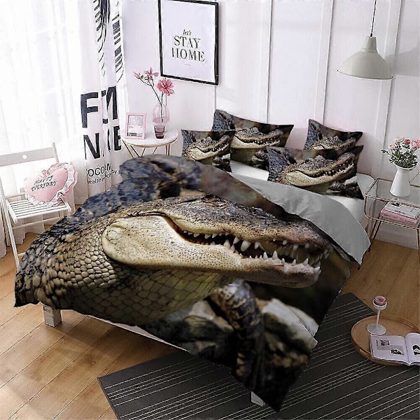 v4950 Påslakanset Krokodil Djur Täcke Sänglinne Sovrumsinredning Lakan IU4950 135x200cm 53x78in