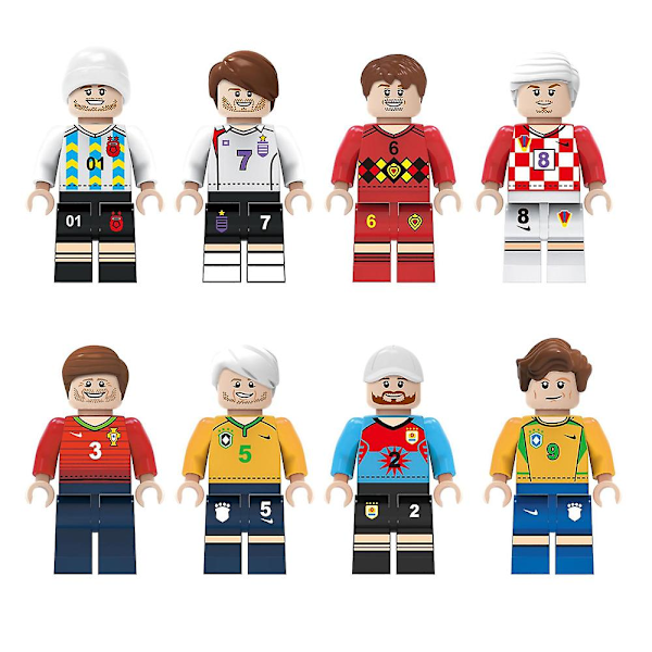 8 st/set Fotbollsspelare Byggklossar Minifigurer Leksak Colorful 8 pc