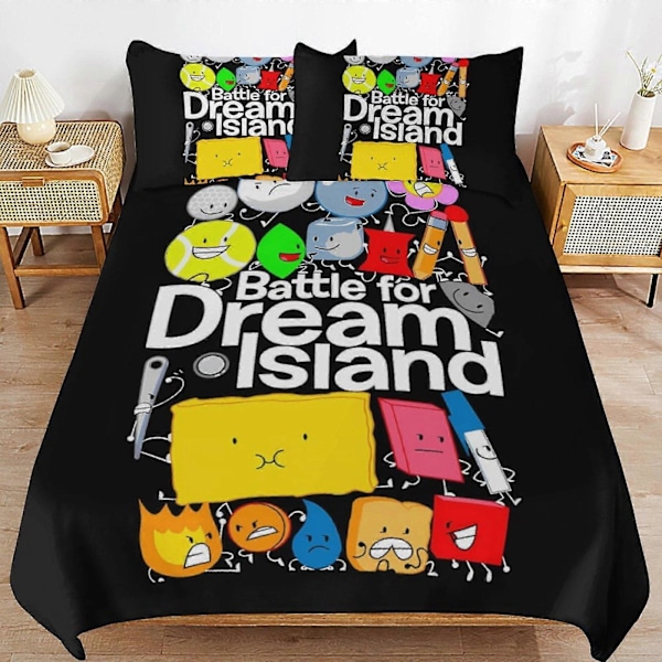 x536 Battle for Dream Island BFDI Påslakan Mikrofiber Sängkläder Set 3D-tryckt Lättvikt 3-delars Täcke Set, 1 Påslakan och 2 Örngott 240x260cm 94x102in