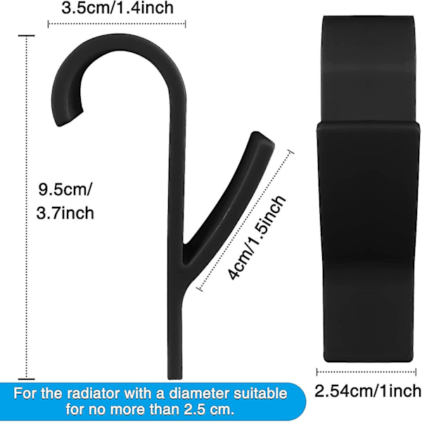 8 st svarta runda radiator krokar, handduks torktumlare krok, badrum handduks krok, handduks torktumlare radiator krok, handduks torktumlare krok, alla standard radiatorer, avtagbar