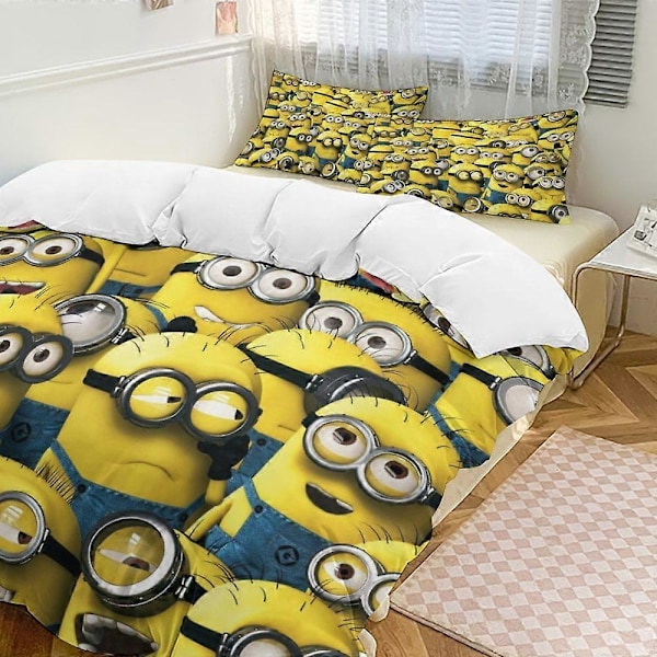 x237 Minion 3-delat Sängklädesset Varmt Och Bekvämt Mjukt Påslakanset med 1 Påslakan Och 2 Örngott för Sovrum b237 135x200cm 53x78in