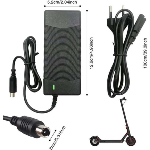 Lader - M365 - 42V 2A - Kompatibel med Ninebot - Rask og sikker lading
