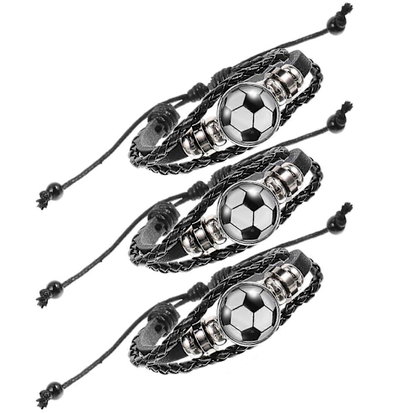 3 stk Fodbold Armbånd Drenge Fodbold Charm Armbånd Fodbold Fodbold Armbånd Fodbold Smykker Black 17X3X1CM