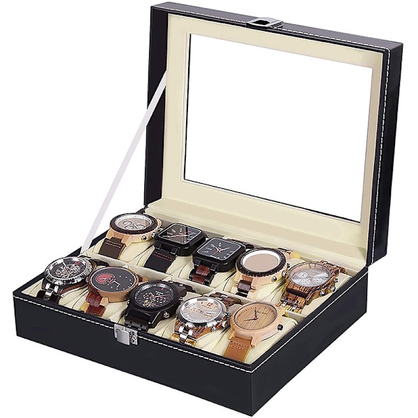 Läderurbox, urförvaringsbox, urvisningsbox, urbox, flera ur, smyckesbox, smycken, armbandbox