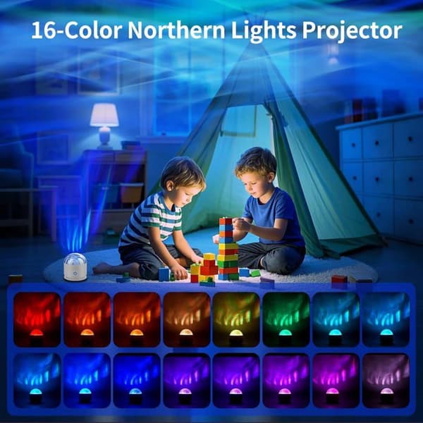 Starry Sky Projector, Aurora Lamp with 16 Light Effects and Remote Control, Galaxy Projector Night Light for Kids
