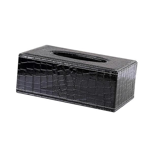Heminredning Rektangulær Læder Køkken Bil Tissue Box Servietholder Sort, Stilfuld